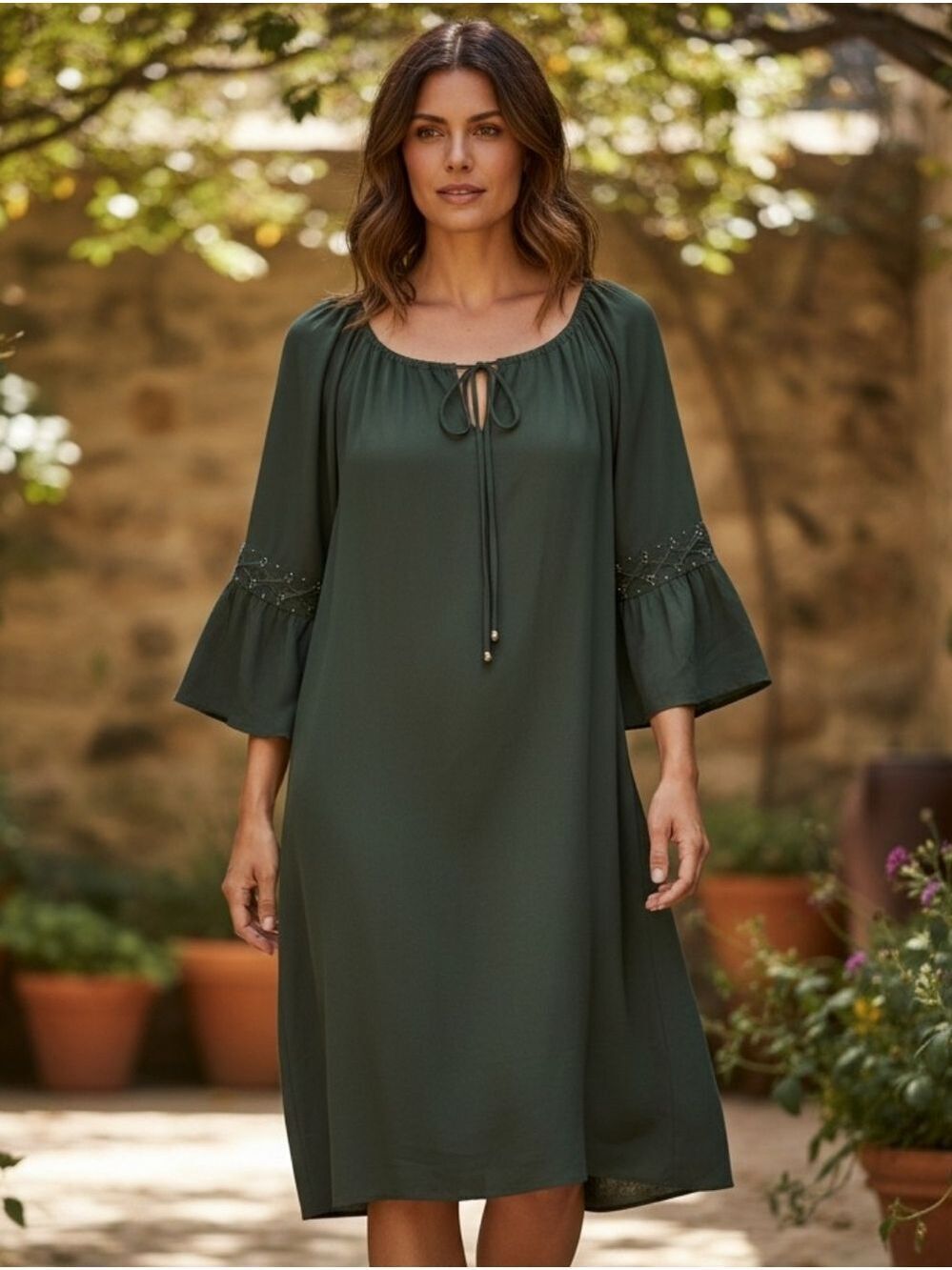 Michael Kors Olive Green Long Sleeve Tunic Dress